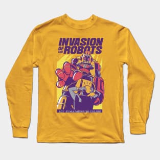 Invasion of robots retro sci-fi art Long Sleeve T-Shirt